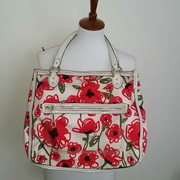 Rare Coach Hallie Poppy Tote - Picture 1 of 7